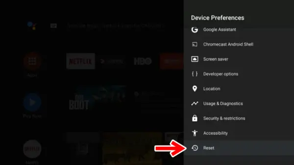 Reset Option in TCL Smart TV
