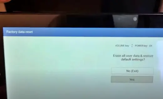 Factory Reset Option in LG Tablet
