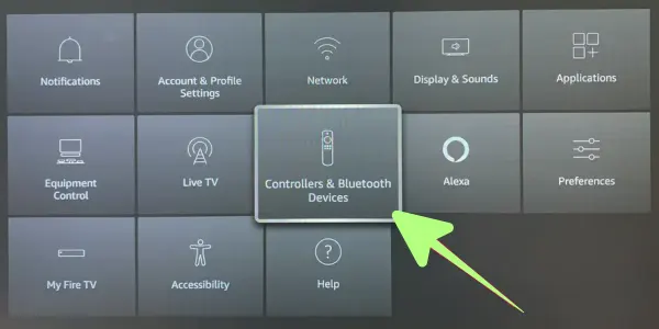Controllers and Bluetooth Devices Option in Fire Stick