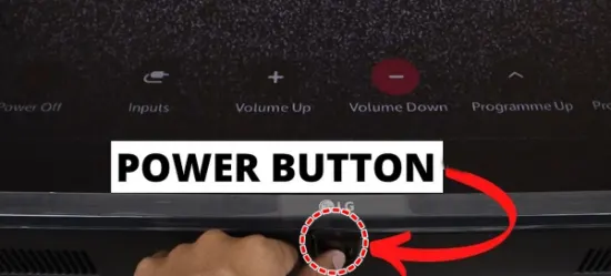 where is power button on LG TV