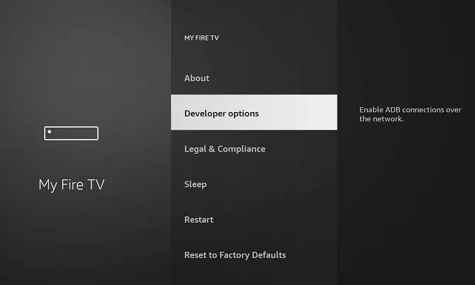 Opening Developer Options In Fire TV Stick